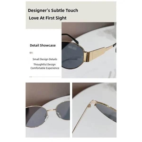 Retro Small Oval Gold Sunglasses Men Women