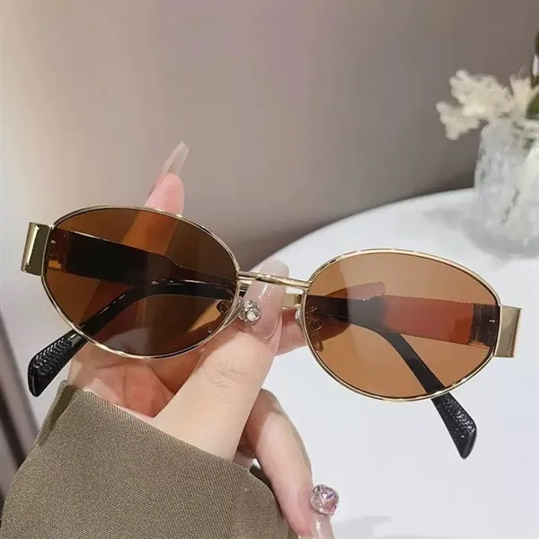 Retro Small Oval Gold Sunglasses Men Women