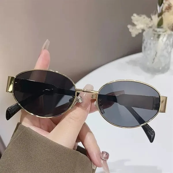 Retro Small Oval Gold Sunglasses Men Women