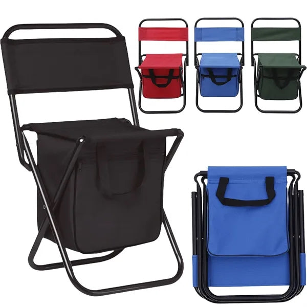 Portable Foldable Camping Chair With Cooler Bag