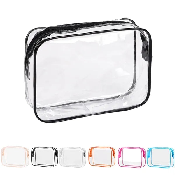 PVC Plastic Waterproof Zippered Clear Makeup Bags