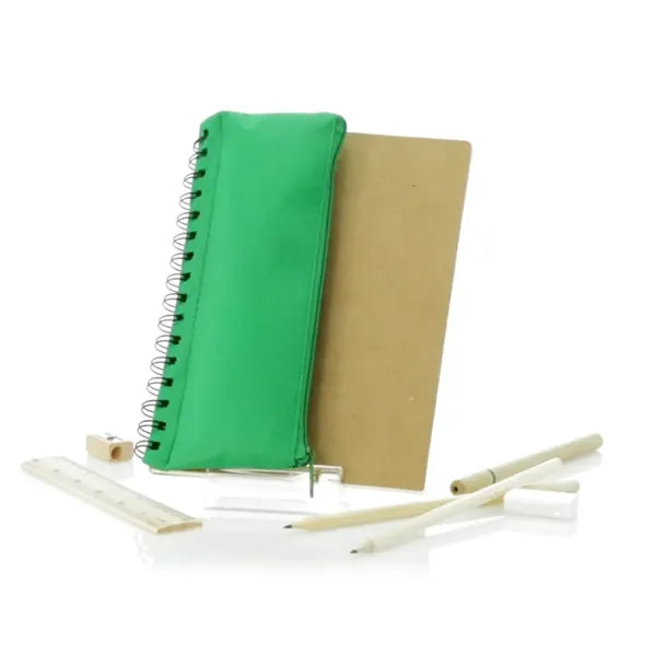 A5 Spiral Recycled Notebook & Filled Pencil Case Set