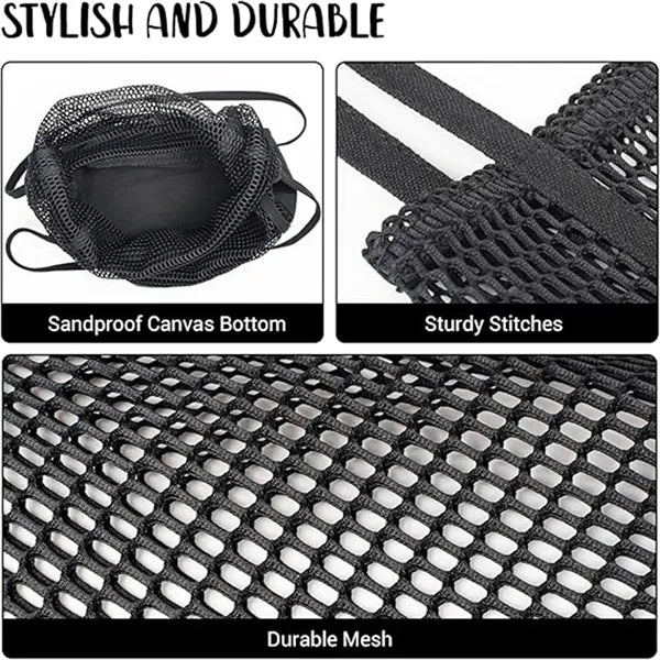 Mesh Bag Canvas Beach Tote Shoulder Handbag Foldable