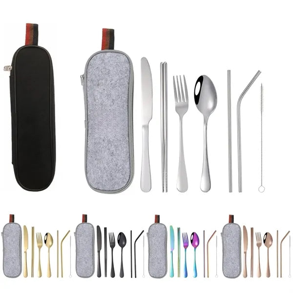7pcs Portable Utensils Outdoor Cutlery Set Stainless Steel