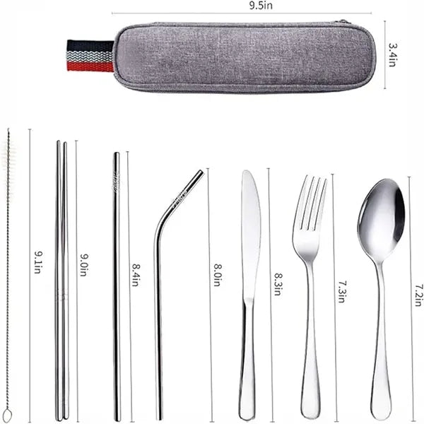 7pcs Portable Utensils Outdoor Cutlery Set Stainless Steel