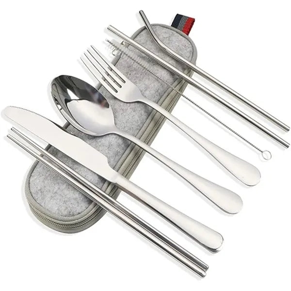 7pcs Portable Utensils Outdoor Cutlery Set Stainless Steel