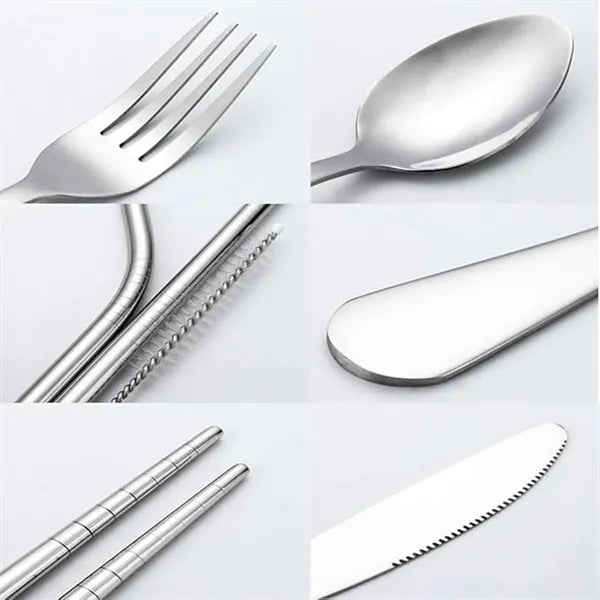 7pcs Portable Utensils Outdoor Cutlery Set Stainless Steel