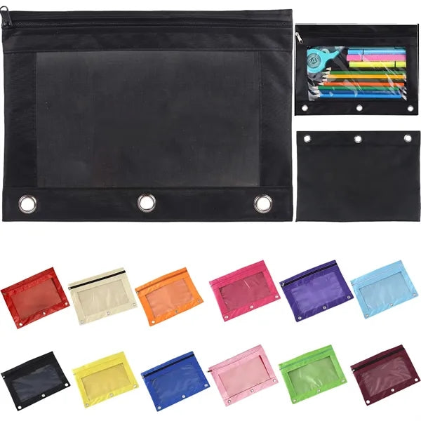 Pencil Pouches For 3 Ring Binder With Smooth Zipper