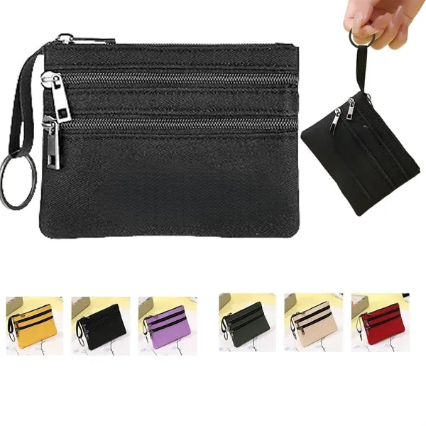Ladies coin purse solid color multi-pocket zipper key bag