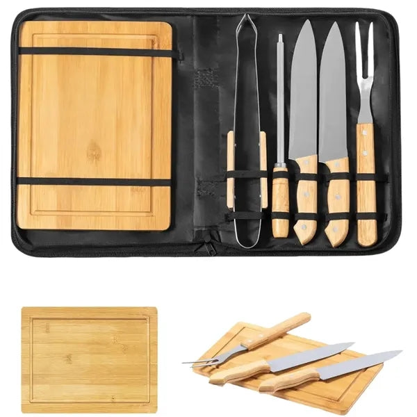 BBQ knife, fork and cutting board combination kitchenware