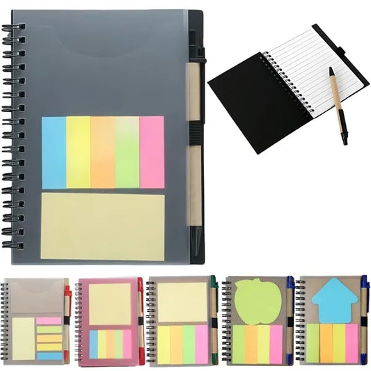 Plastic Spiral Notebook With Pen And Notes Page Marker Color