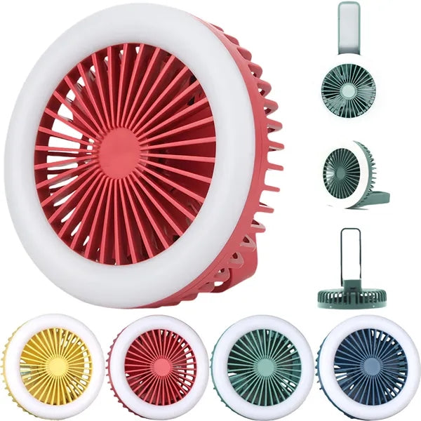 Hanging USB Portable Camping Fan Rechargeable With LED Lante