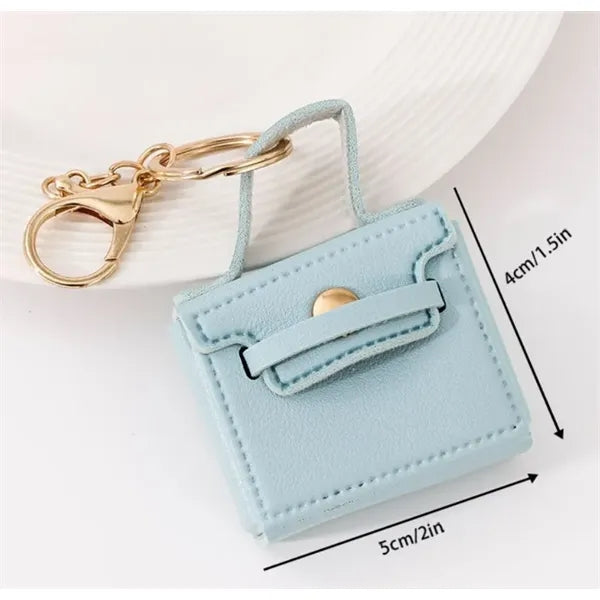 Mini Leather Handbag Keychain Pouch