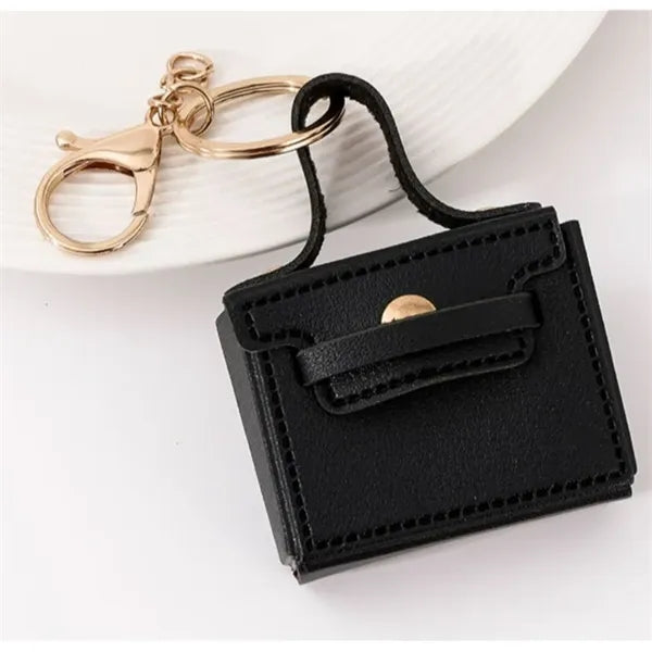 Mini Leather Handbag Keychain Pouch