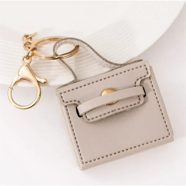 Mini Leather Handbag Keychain Pouch