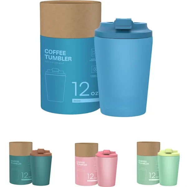 Stainless Steel 12oz Double-Layer Portable Cover Coffee Mug
