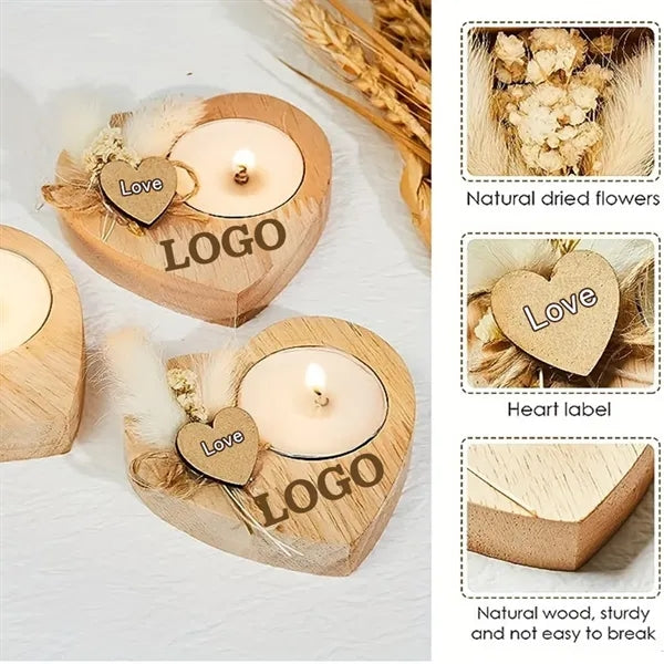 Handmade Heart-Shaped Wooden Candle Holder