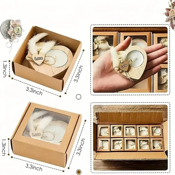 Handmade Heart-Shaped Wooden Candle Holder