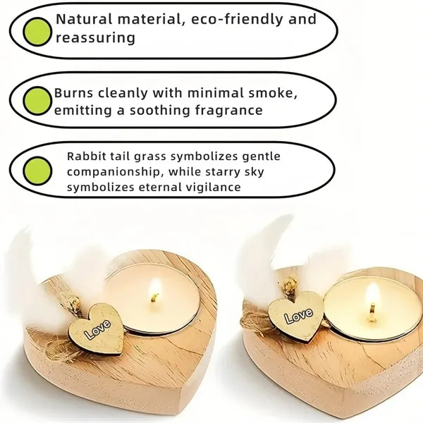 Handmade Heart-Shaped Wooden Candle Holder