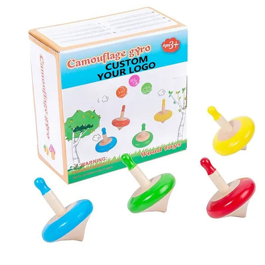 Colorful Wooden Spinning Tops Set