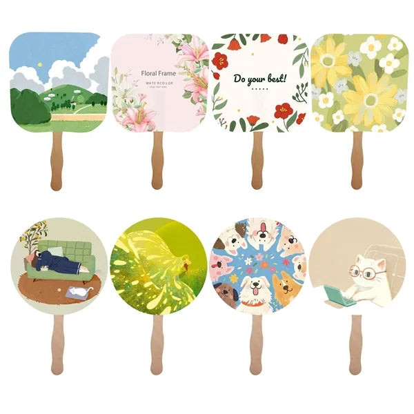 Paper Hand Fan W/ 2 Side Full Color Print