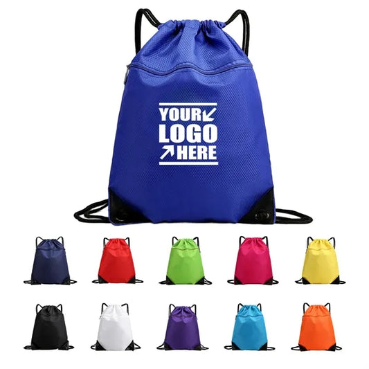Drawstring Backpack Bag with Zipper Pocket