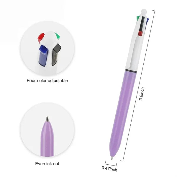 4-Color Retractable Ball Pens, Medium Point