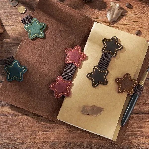 Vintage Star Shape Clip Leather Magnetic Bookmark Book Page