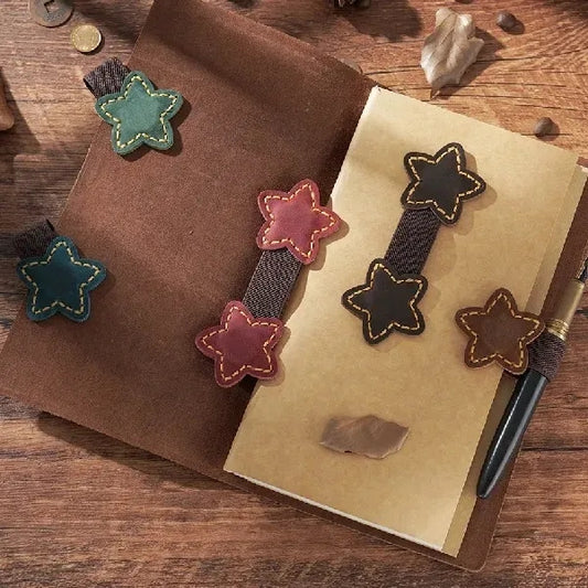 Vintage Star Shape Clip Leather Magnetic Bookmark Book Page