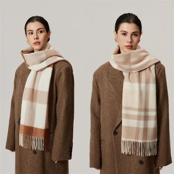Wool Plaid Scarf Soft Warm for Winter Fashion Daily Wear