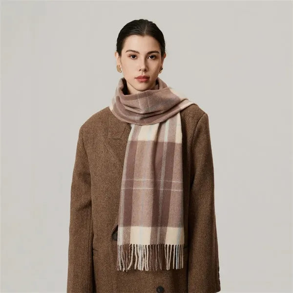 Wool Plaid Scarf Soft Warm for Winter Fashion Daily Wear