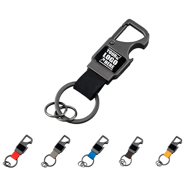 Leather Keychain With Bottle Opener and Carabiner