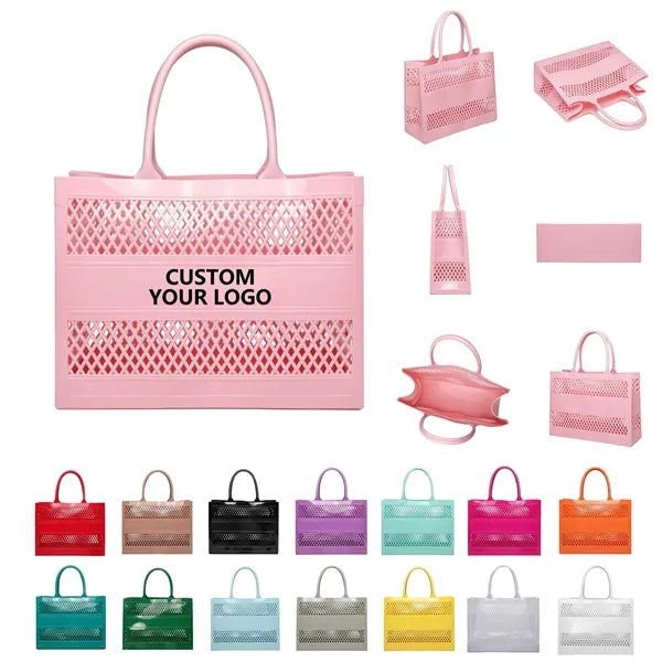 Candy Color Hollowed Out PVC Beach Bag