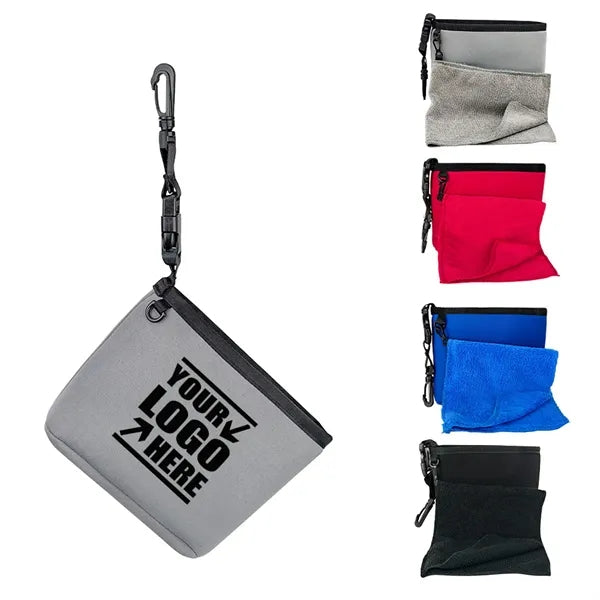 Golf Ball Cleaning Bag with a towel