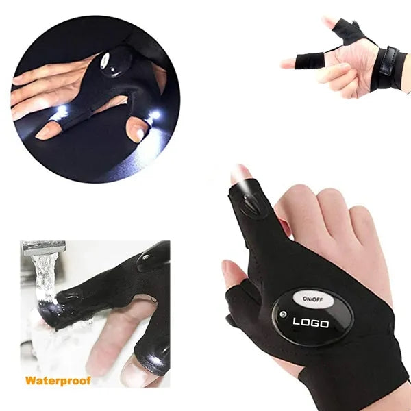 Hands Free LED Flashlight Gloves With Adjustable Strap