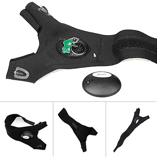 Hands Free LED Flashlight Gloves With Adjustable Strap