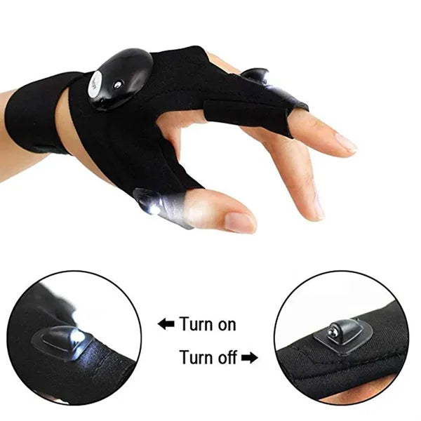 Hands Free LED Flashlight Gloves With Adjustable Strap