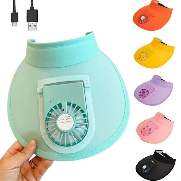 Sun Visors Hat with Fan for Women