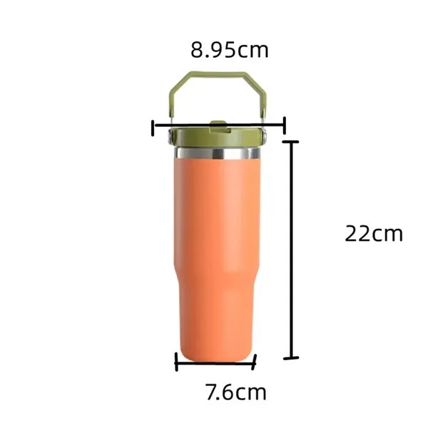 Double Insulated 30 oz Tumbler with Handle and Straw Lid
