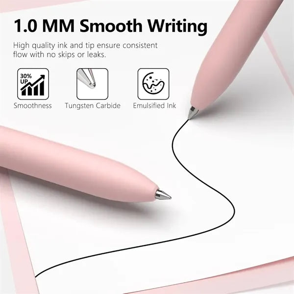 Retractable Gel Pen Smooth Writing Black Ink with Ergonomi