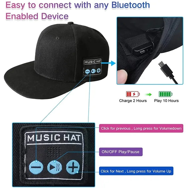 Hat with Bluetooth Speaker Built-in Microphone