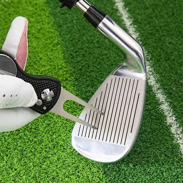 Stainless Steel Foldable Golf Divot Tool with Pop-up Button