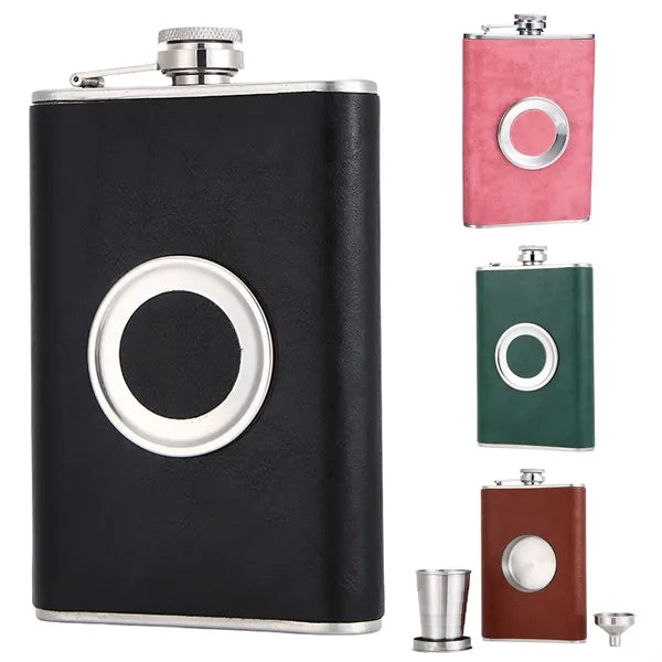 8oz Shot Hip Flask With Built in Collapsible Cup