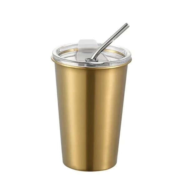 16oz 304 Stainless Steel Cup with Lid and Straw