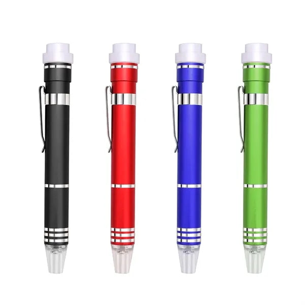 Aluminum Multi Tool Set Pocket Screwdriver W/ Flashlight
