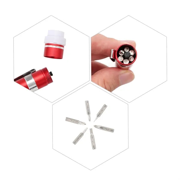 Aluminum Multi Tool Set Pocket Screwdriver W/ Flashlight
