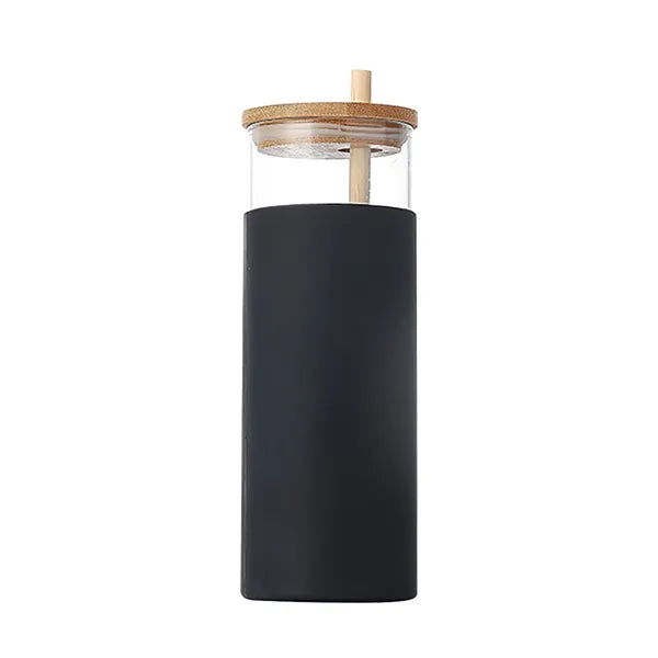 16 oz Glass Tumbler with Straw and Bamboo Lid