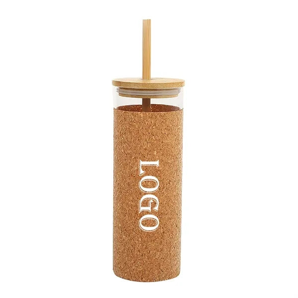 16 oz Glass Tumbler with Straw and Bamboo Lid