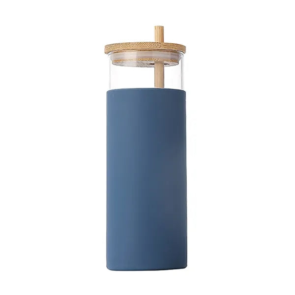 16 oz Glass Tumbler with Straw and Bamboo Lid
