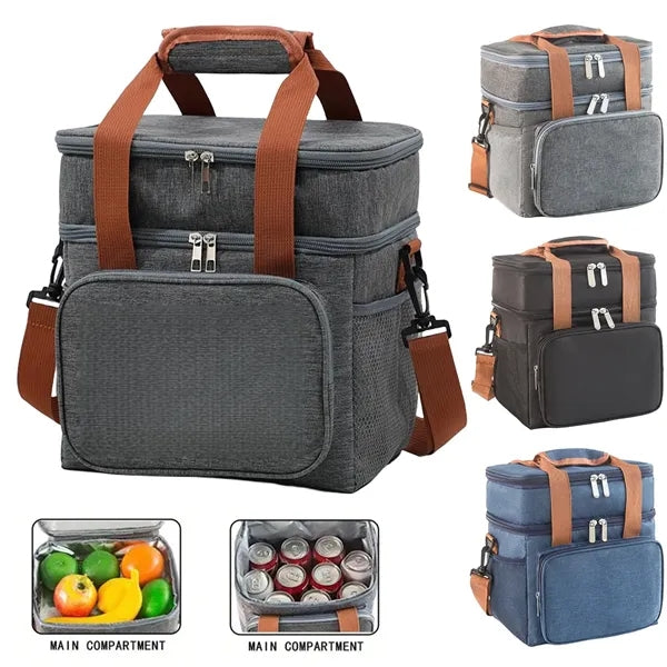 Insulated Cooler Double Layer Lunch Bag with Handle